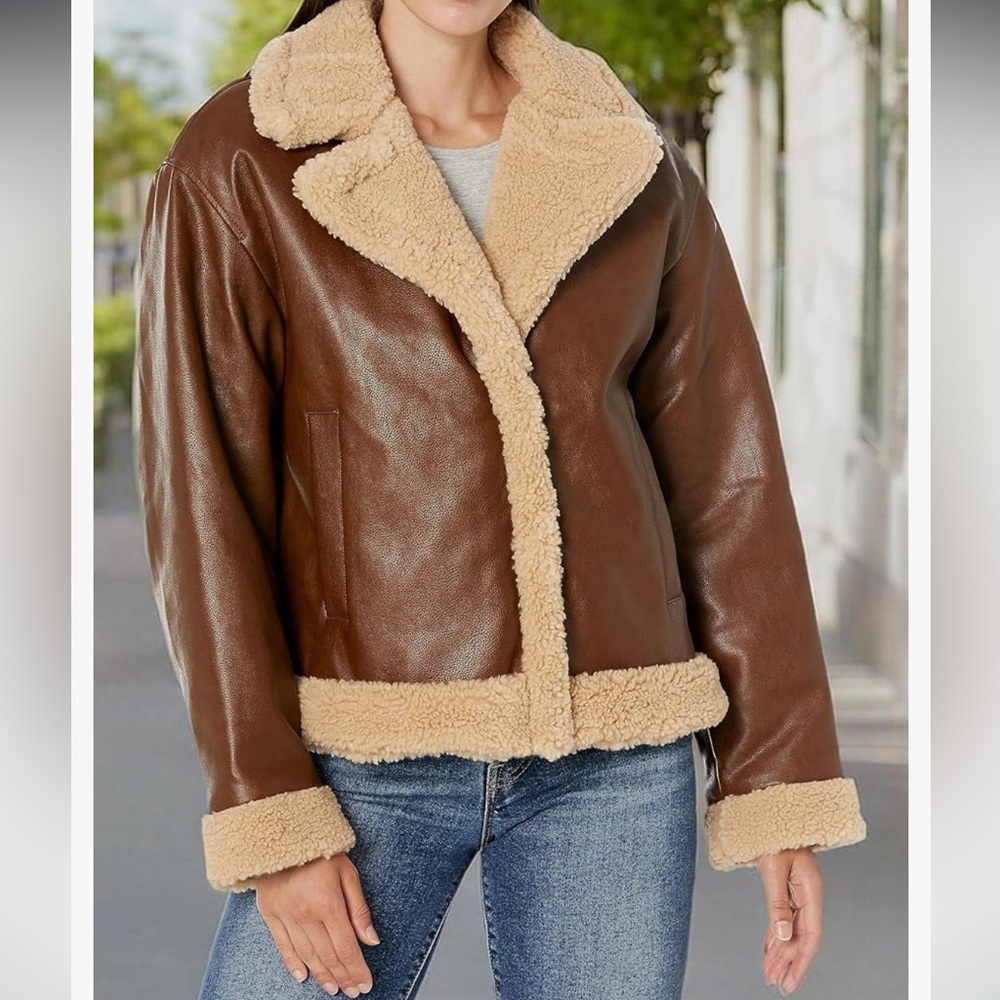 Levi's Brown Faux Leather Sherpa Jacket
